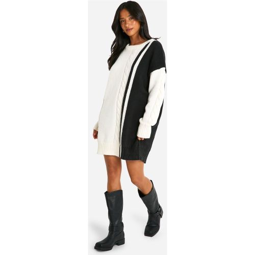 Petite" - Robe Pull À Empiècements En Maille Torsadée - S - boohoo - Modalova