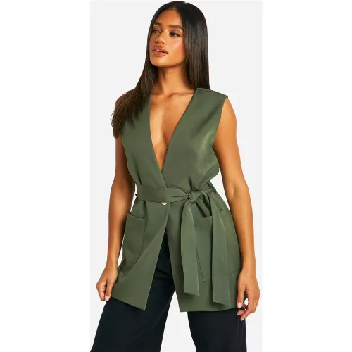 Blazer Long Sans Manches À Ceinture - 34 - boohoo - Modalova