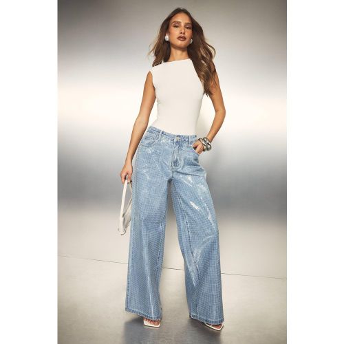 Jean Large Pailleté - 34 - boohoo - Modalova