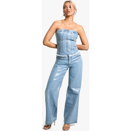 Jean Large Pailleté - 42 - boohoo - Modalova