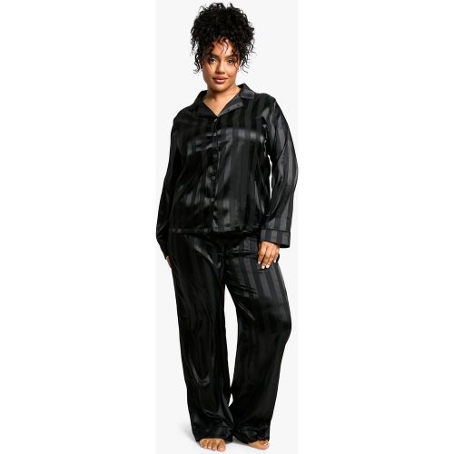 Grande Taille - Ensemble De Pyjama Satiné À Rayures - 44 - boohoo - Modalova