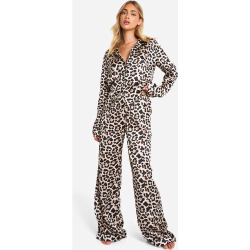 Ensemble De Pyjama Satiné À Imprimé Léopard - 40 - boohoo - Modalova