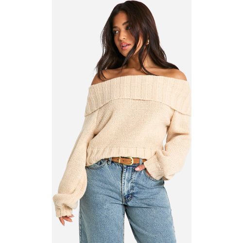 Petite" - Pull Côtelé À Manches Bouffantes - S - boohoo - Modalova