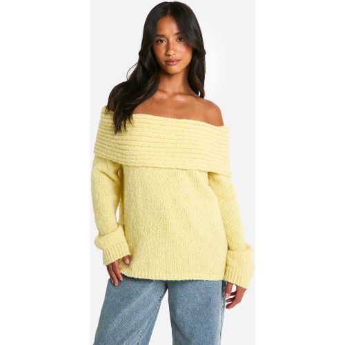 Petite" - Pull Bouclé À Col Bateau - S - boohoo - Modalova