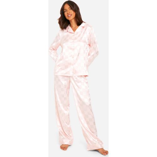 Ensemble De Pyjama Satiné À Rayures Et Carreaux - 34 - boohoo - Modalova
