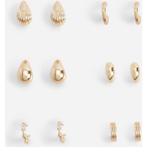 Lot De 6 Paires De Boucles D'Oreilles Dorées - One Size - boohoo - Modalova