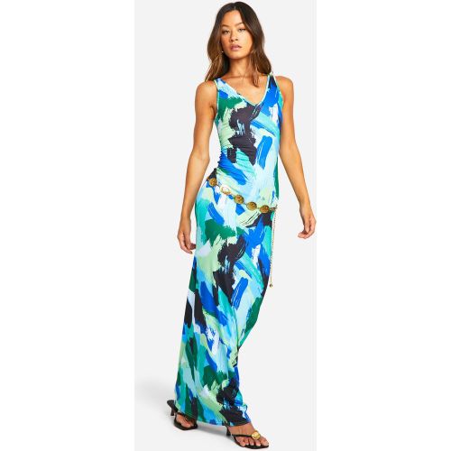 Tall" - Robe Longue À Col V Et Imprimé Abstrait - 36 - boohoo - Modalova