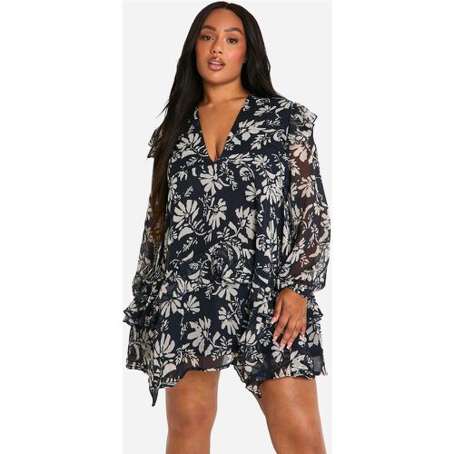 Grande Taille - Robe Babydoll Plissée À Volants - 46 - boohoo - Modalova