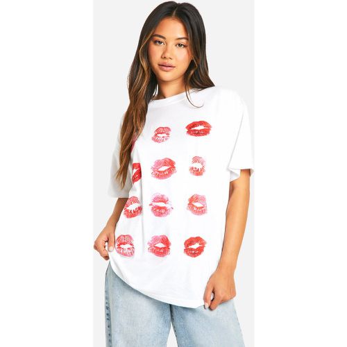 T-Shirt Oversize Imprimé Lèvres - boohoo - Modalova