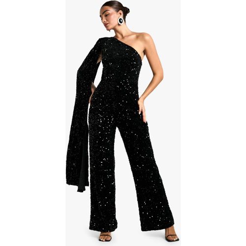 Combinaison Cape Asymétrique En Velours - 36 - boohoo - Modalova