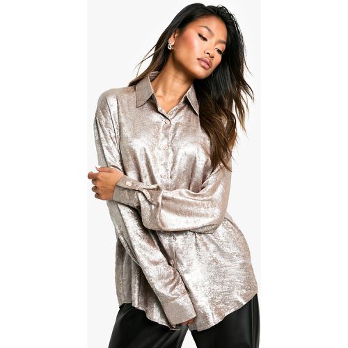 Chemise Oversize Satinée À Strass - 38 - boohoo - Modalova