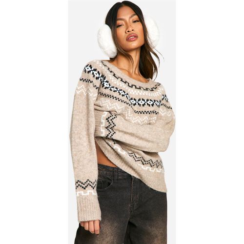 Pull En Maille À Motif Jacquard - M - boohoo - Modalova