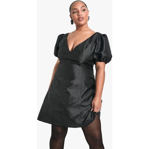 Grande Taille - Robe Patineuse Plissée À Manches Bouffantes - 44 - boohoo - Modalova