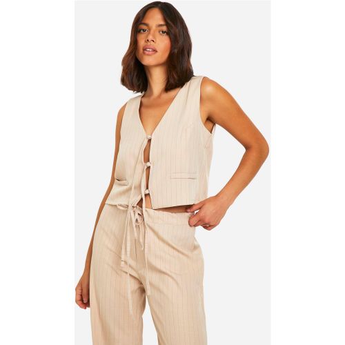Gilet De Costume À Rayures Fines Et Attaches - 34 - boohoo - Modalova
