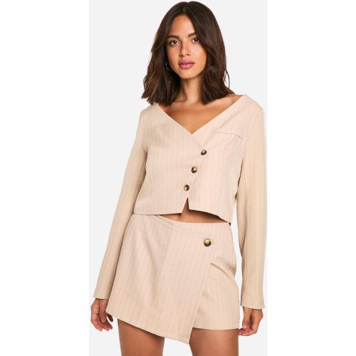 Blazer Court Oversize À Rayures Fines - 34 - boohoo - Modalova