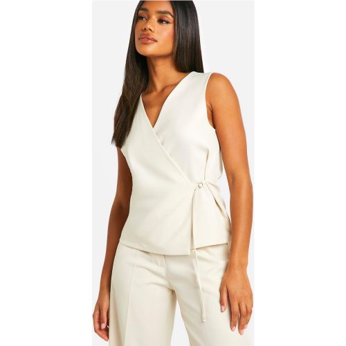 Gilet Asymétrique Sans Manches - Blanc Écru - 34, Blanc Écru - boohoo - Modalova