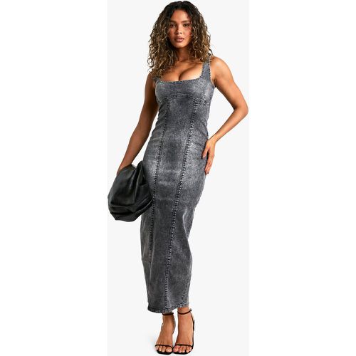 Robe Longue Délavée À Coutures Apparentes - 38 - boohoo - Modalova