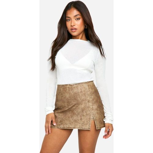 Petite" - Jupe-Short Délavée En Synthétique - 34 - boohoo - Modalova