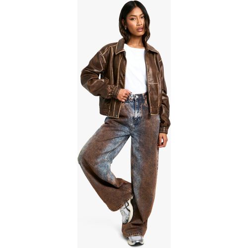 Jean Large En Denim Imprimé Rouille - 34 - boohoo - Modalova