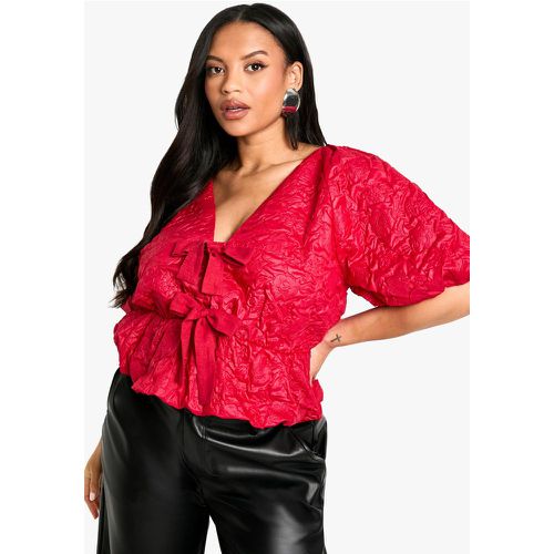 Grande Taille - Top Bouffant Noué À Motif Jacquard - 46 - boohoo - Modalova