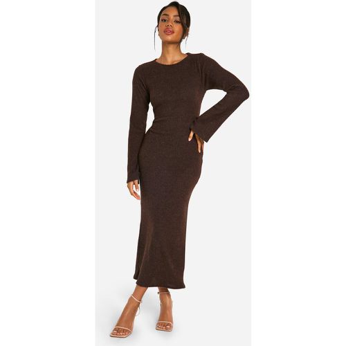 Robe Mi-Longue Côtelée En Maille Brossée - 40 - boohoo - Modalova