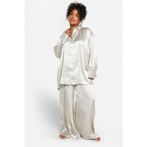 Grande Taille - Ensemble De Pyjama Oversize Satiné - 48 - boohoo - Modalova