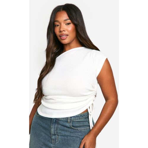 Grande Taille - Top Asymétrique Froncé En Maille Brossée - 56 - boohoo - Modalova