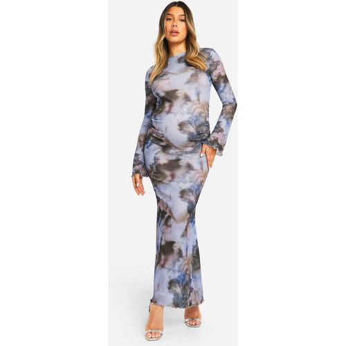 Maternité - Robe Longue De Grossesse À Manches Longues Et Imprimé Abstrait - 38 - boohoo - Modalova