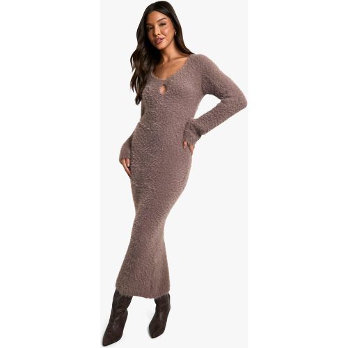 Robe Mi-Longue En Maille Épaisse À Col Carré - S - boohoo - Modalova