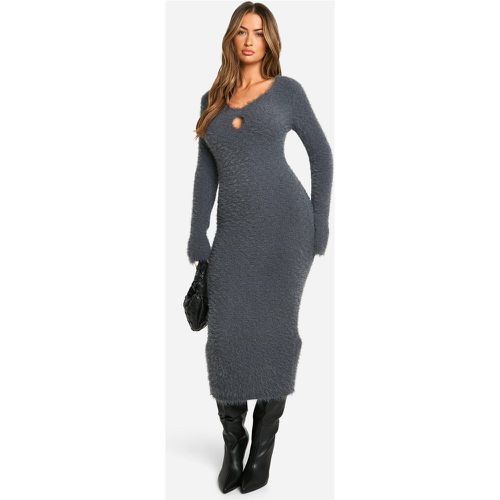 Robe Mi-Longue En Maille Épaisse À Col Carré - M - boohoo - Modalova