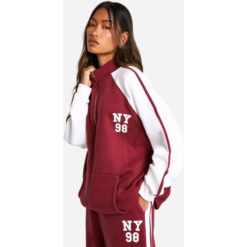 Bomber Zippé Color Block À Slogan Ny - S - boohoo - Modalova