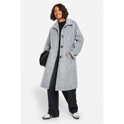 Tall" - Manteau Long À Carreaux Effet Laine - 36 - boohoo - Modalova