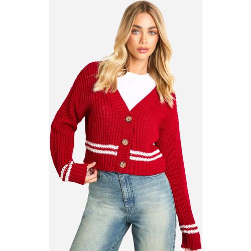 Cardigan Rayé En Maille Épaisse - M - boohoo - Modalova