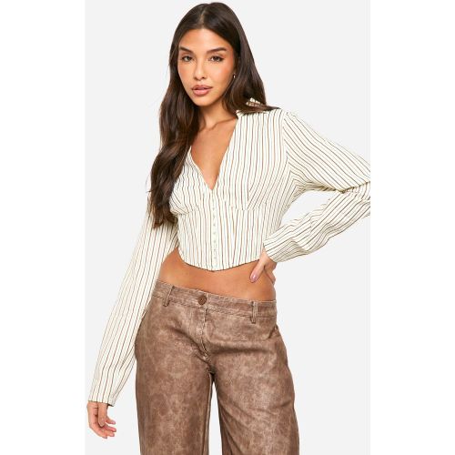 Corset Rayé - Blanc - 34, Blanc - boohoo - Modalova