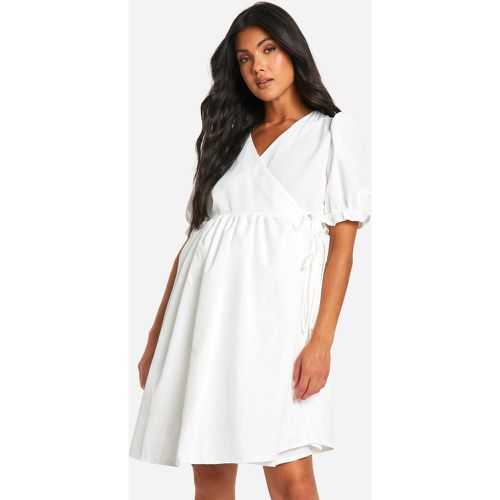 Maternité - Robe De Grossesse Portefeuille À Manches Bouffantes - 40 - boohoo - Modalova