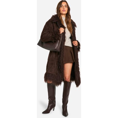 Manteau Long À Bordure En Synthétique - 36 - boohoo - Modalova