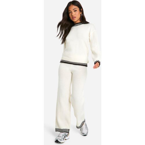Petite" - Ensemble En Maille Avec Pull Et Pantalon Large - Blanc Écru - L, Blanc Écru - boohoo - Modalova