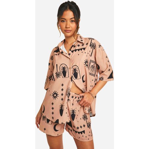 Ensemble Oversize Imprimé Avec Chemise Et Short - 38 - boohoo - Modalova