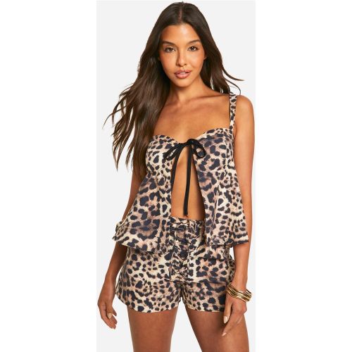 Caraco À Attaches Et Imprimé Léopard - 34 - boohoo - Modalova