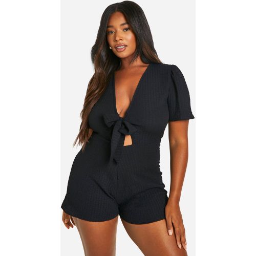 Grande Taille - Combishort Ample Texturé À Attaches - 48 - boohoo - Modalova