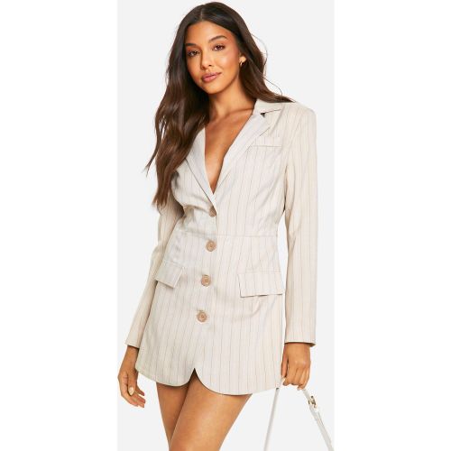 Combishort De Tailleur À Ceinture Et Rayures Fines - 36 - boohoo - Modalova