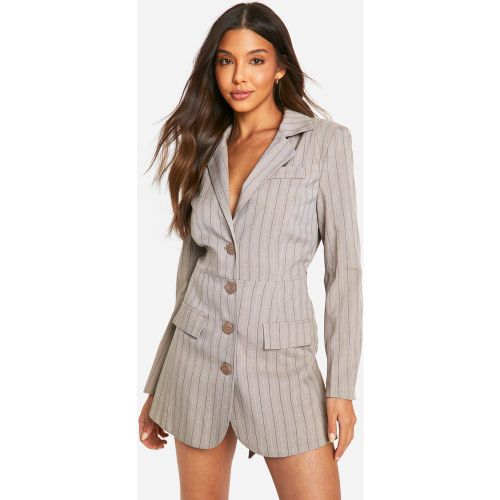 Combishort De Tailleur À Ceinture Et Rayures Fines - 36 - boohoo - Modalova