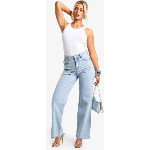 Jean Large À Détails Strassés - 34 - boohoo - Modalova