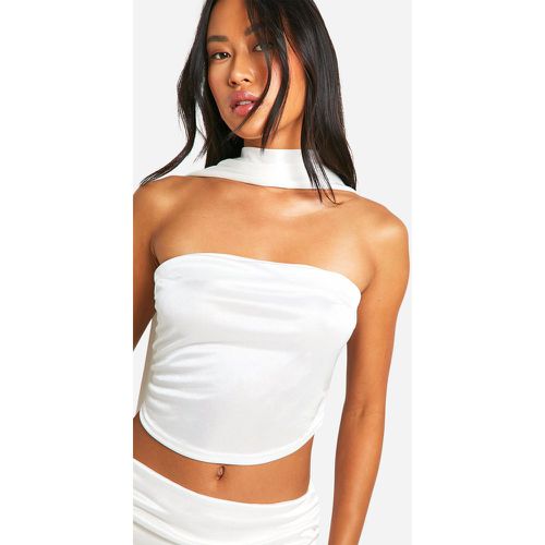 Top Bandeau Long Satiné Avec Foulard - 40 - boohoo - Modalova