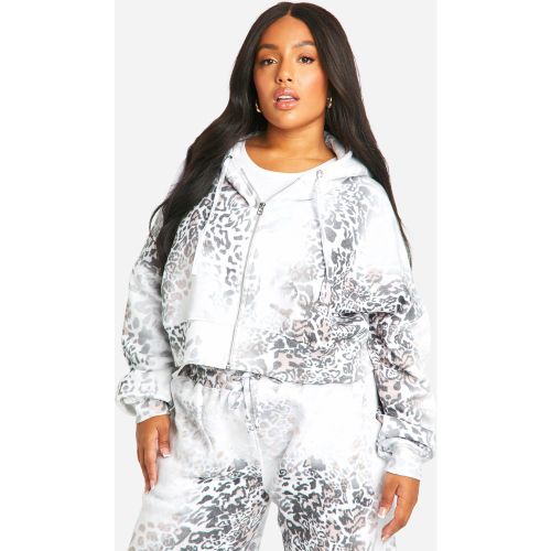 Grande Taille - Sweat À Capuche Oversize Zippé À Imprimé Léopard - 46 - boohoo - Modalova