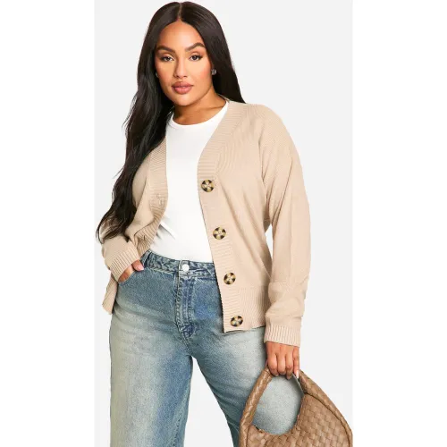 Grande Taille - Cardigan Oversize En Maille Côtelée Premium - 44 - boohoo - Modalova