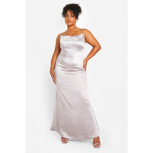 Grande Taille - Robe Mi-Longue Satinée À Col Bénitier - 46 - boohoo - Modalova