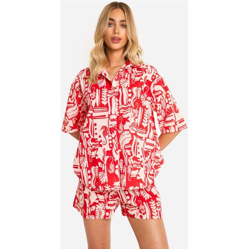 Ensemble Oversize Imprimé En Lin - 40 - boohoo - Modalova