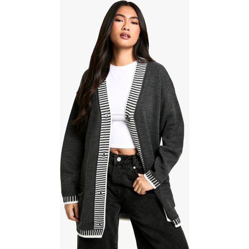 Cardigan Oversize À Coutures Contrastantes - S - boohoo - Modalova