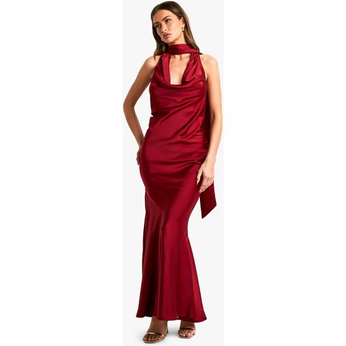 Robe Longue Satinée Dos Nu - 36 - boohoo - Modalova